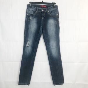 Zanadi 7 Embroidered Low Rise Dark Wash Jeans Size 7
